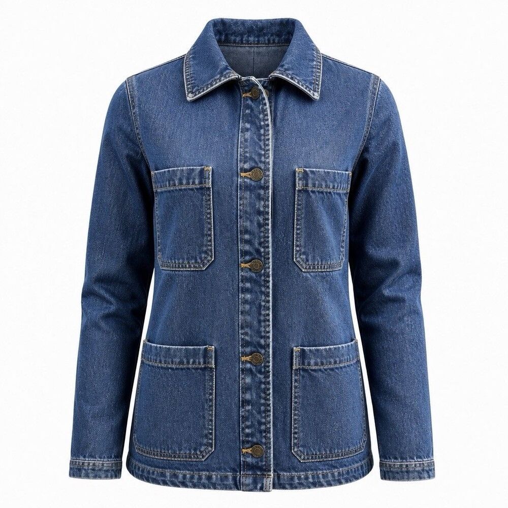 Old Navy Blue Denim Chore Coat Barn Jacket Dark Jean Utility Outdoor Women’s 2X
